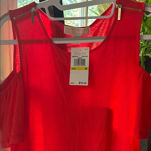 Michael Kors Vibrant Red Tee with Gold Accents - Picture 3 of 3